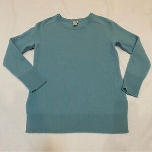Halogen 100% Cashmere Sweater Ice Baby Blue S Crewneck Cozy Lightweight Travel